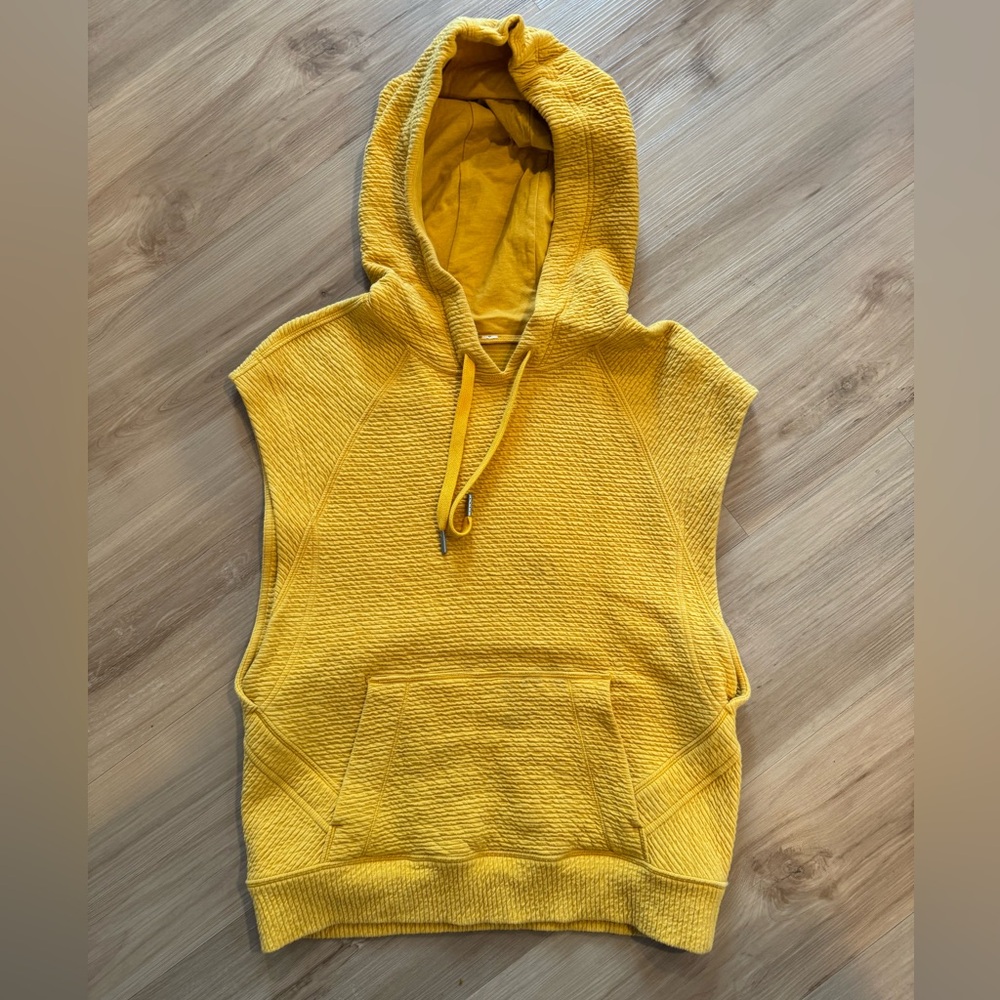 Yellow slightly oversized Sleeveless Hoodie